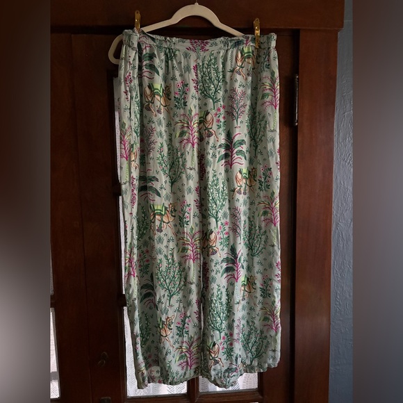 Printfresh Eco Satin Wildest Dreams Pants in Camel's Courtyard Avocado Green - Picture 3 of 10